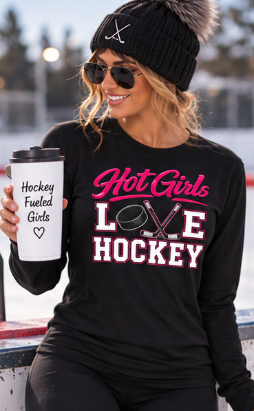 Hot Girls Love Hockey Long Sleeve Tee