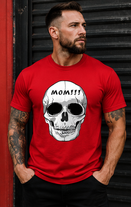 Chet Rippley Red “Mom!!!" Skull Tee