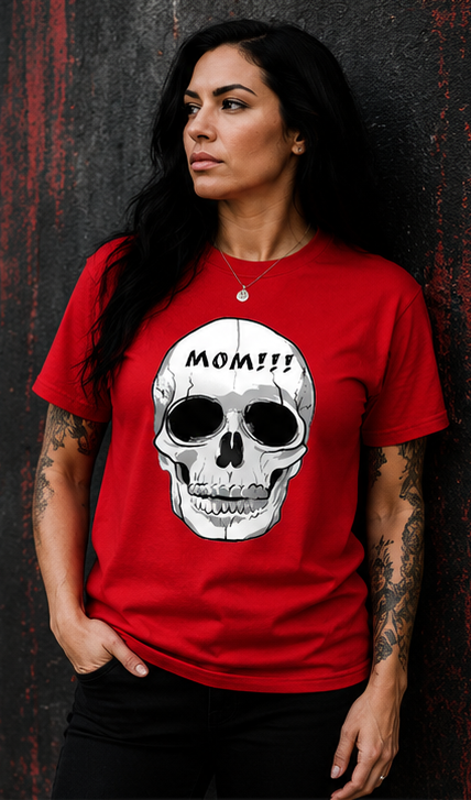Chet Rippley Red “Mom!!!" Skull Tee