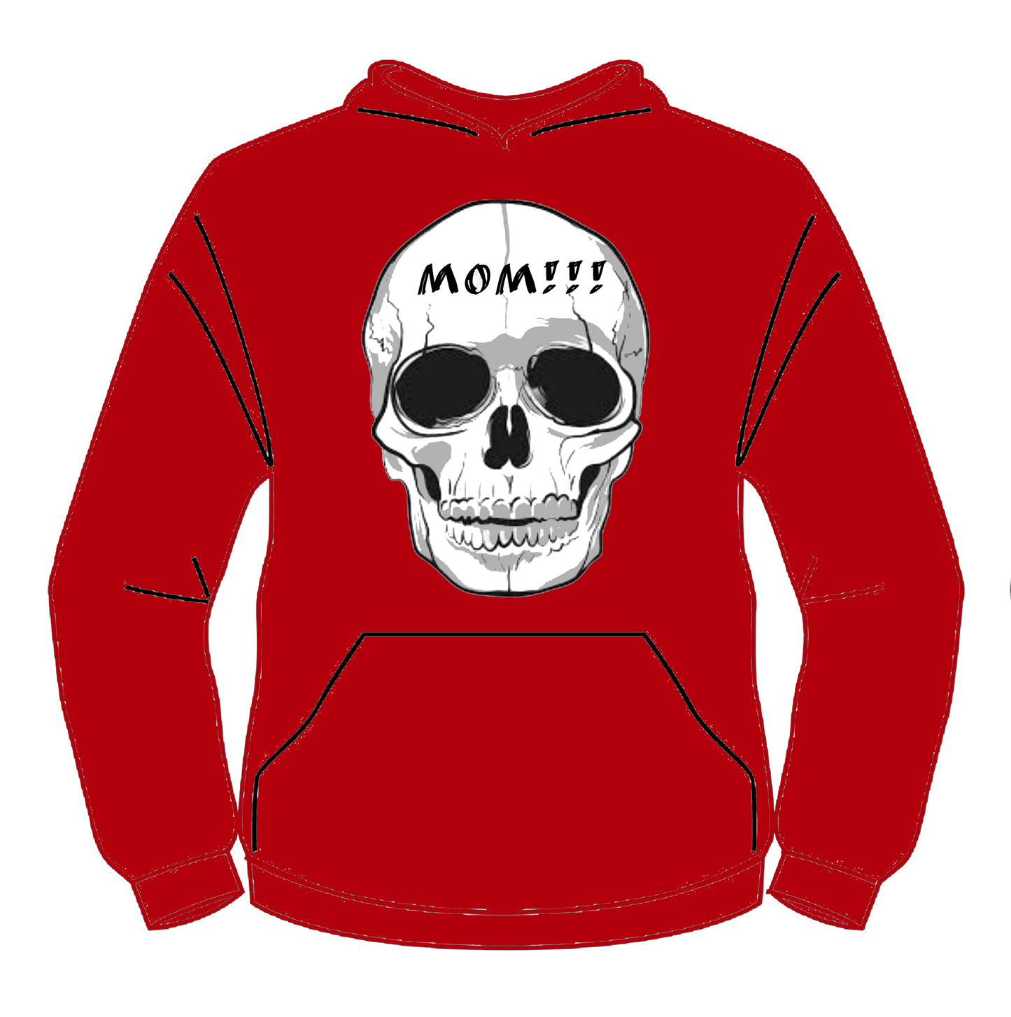 Chet Rippley Red “Mom!!!" Skull Hoodie