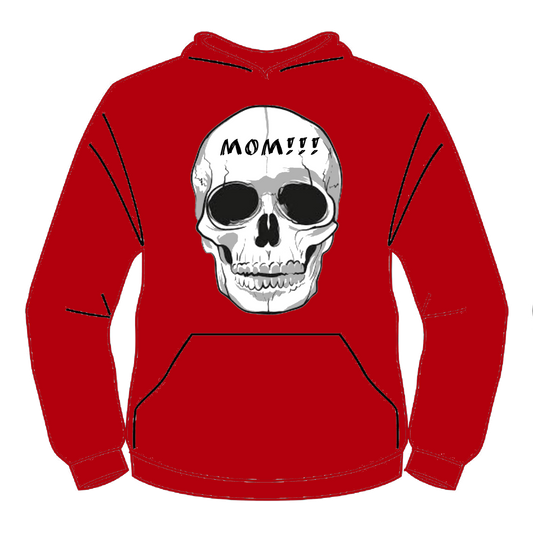 Chet Rippley Red “Mom!!!" Skull Hoodie