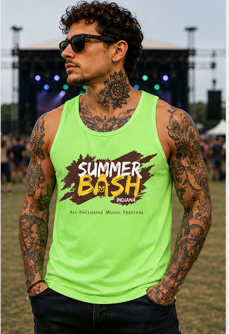 Summer Bash Men's Tank Top- Neon Green