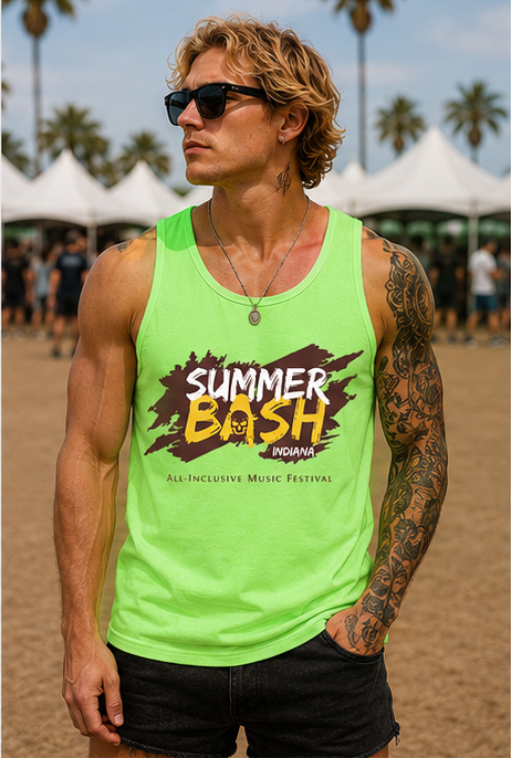 Summer Bash Men's Tank Top- Neon Green