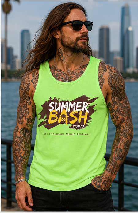 Summer Bash Men's Tank Top- Neon Green