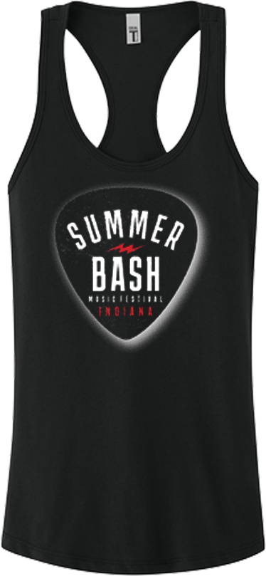 Summer Bash Guitar Pic Women's Racerback Tank- Black