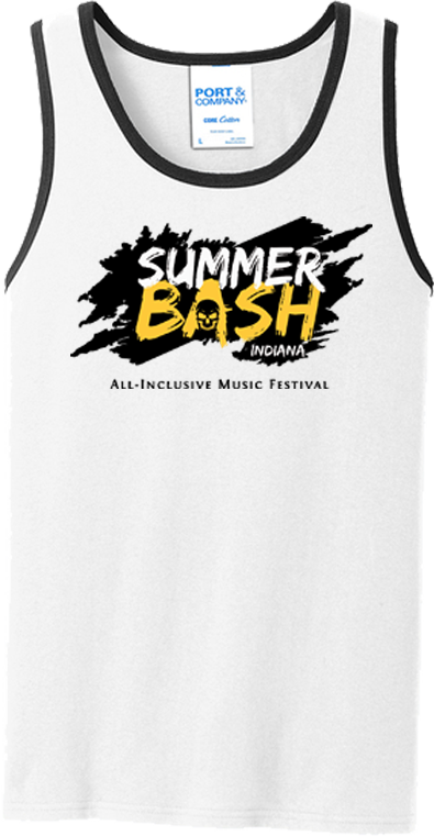 Summer Bash Men's Tank Top- White w/Black Trim