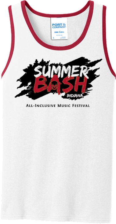 Summer Bash Men's Tank Top- White w/Red Trim