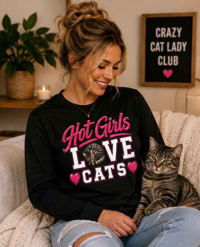 Hot Girls Love Cats Long Sleeve