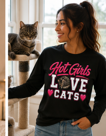 Hot Girls Love Cats Long Sleeve