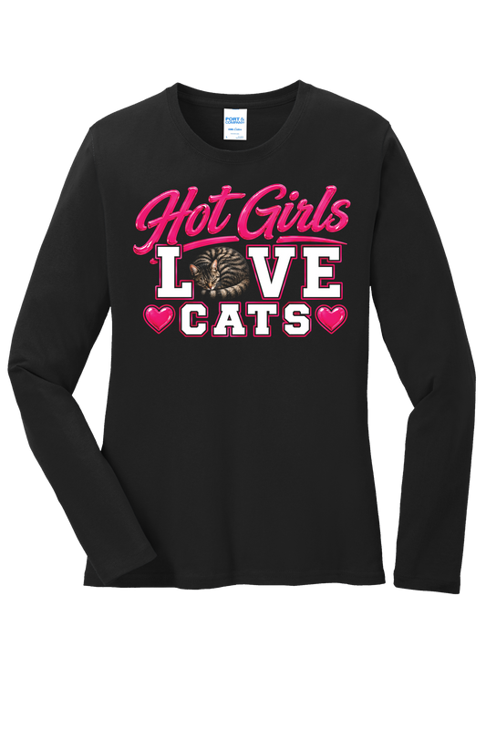 Hot Girls Love Cats Long Sleeve