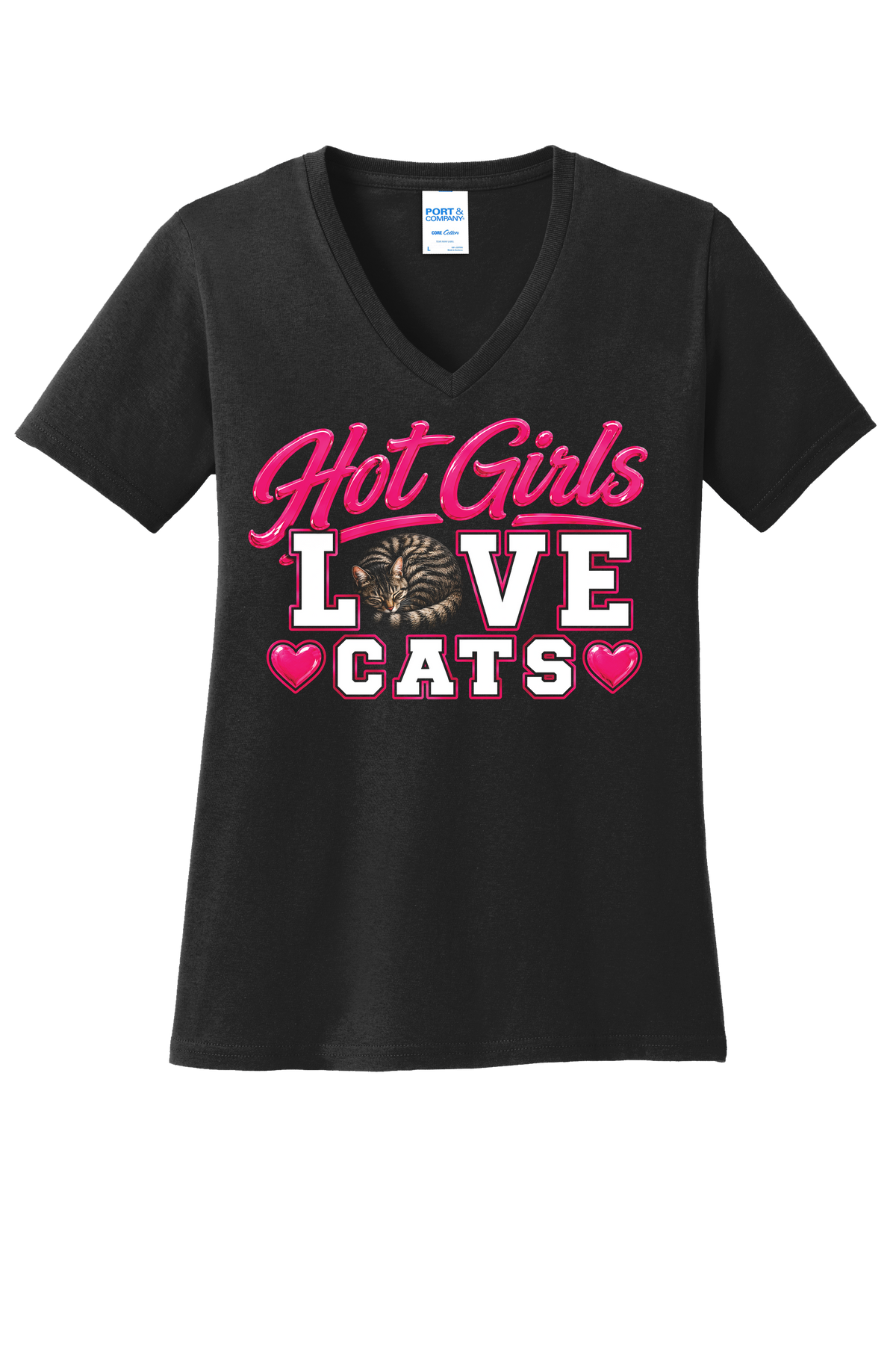 Hot Girls Love Cats V-Neck