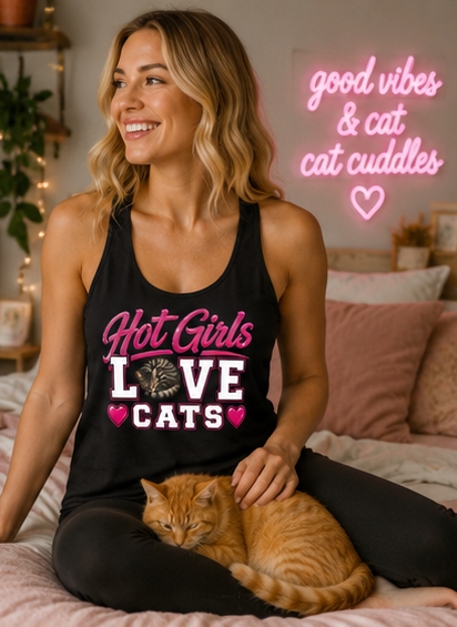 Hot Girls Love Cats Racerback Tank
