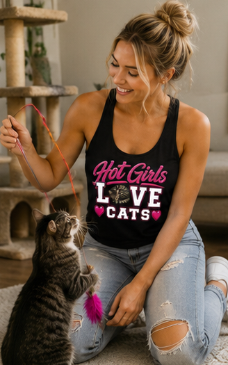 Hot Girls Love Cats Racerback Tank
