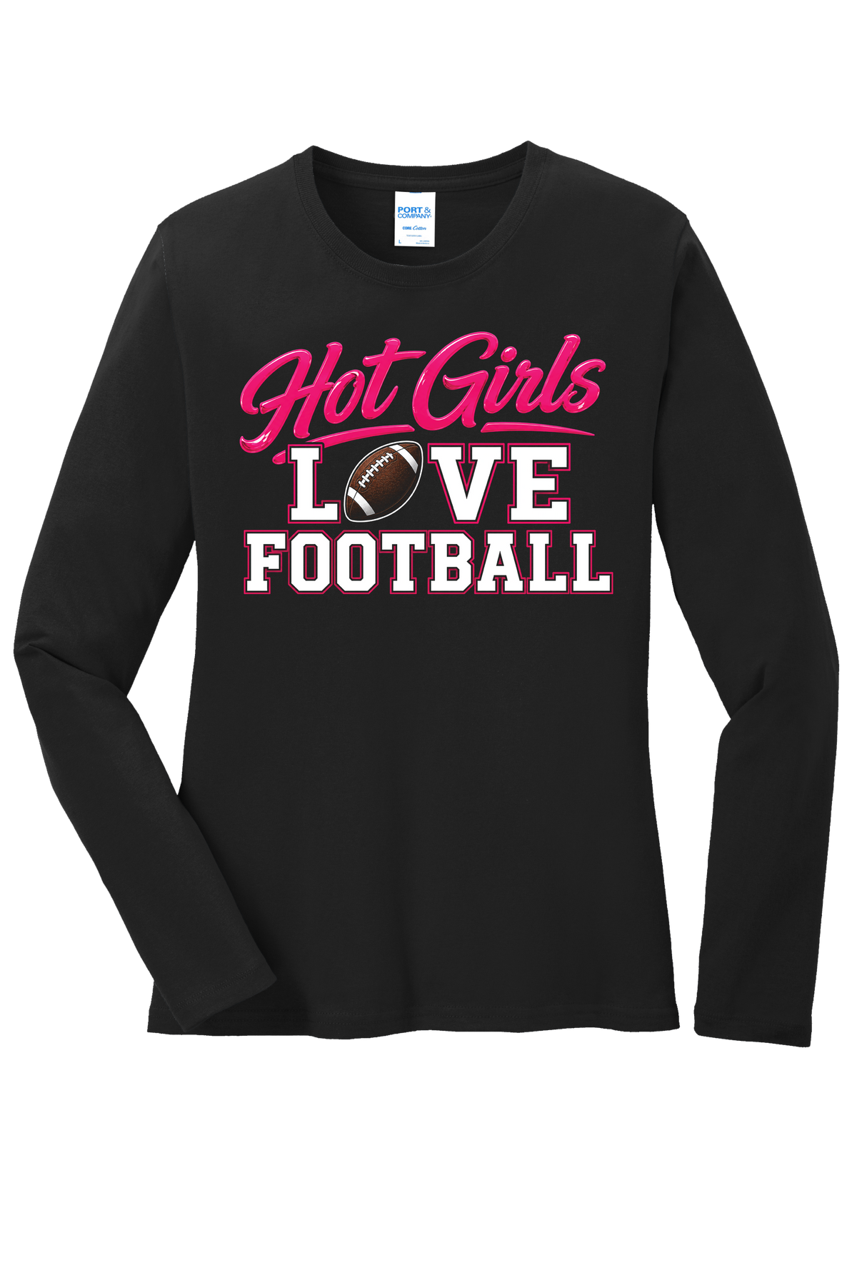 Hot Girls Love Football Long Sleeve T