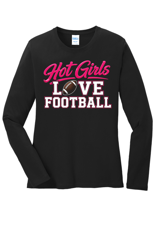 Hot Girls Love Football Long Sleeve T