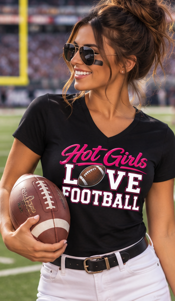 Hot Girls Love Football V-Neck