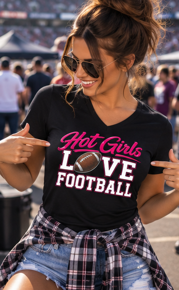 Hot Girls Love Football V-Neck