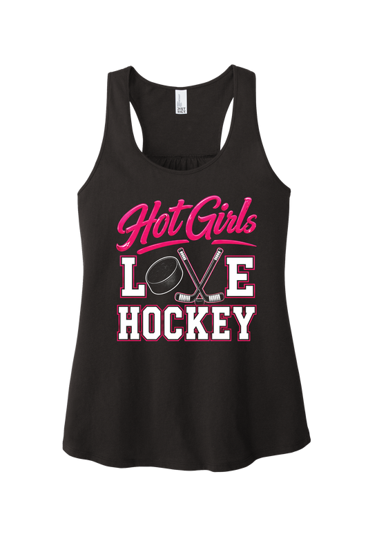 Hot Girls Love Hockey Racerback Tank